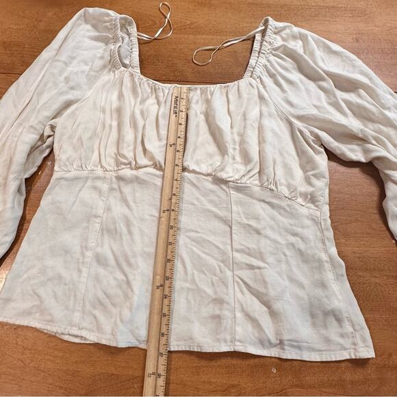 Old Navy Square Neck Crepe Off the Shoulder Long Sleeve Peasant Top Sz XL XLarge - Picture 9 of 13